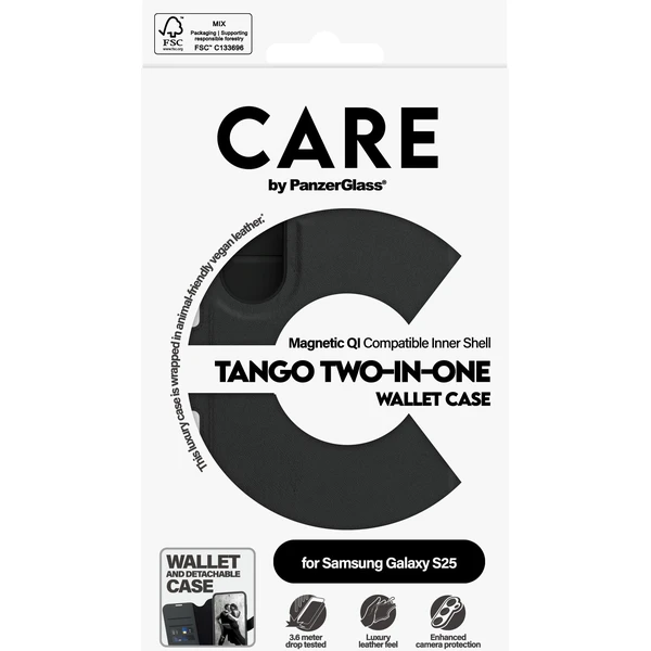 PanzerGlass® CARE pouzdro Samsung Galaxy S25 Tango 2v1 Wallet QI - Pouzdra - Obrázek P6FC000J01