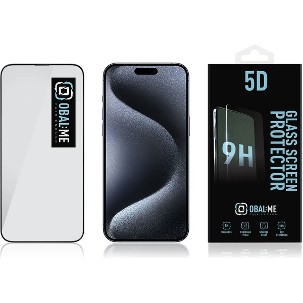 Obal:Me 5D Tvrzené sklo Apple iPhone 15 Pro černé - Ochranné folie a skla - Obrázek P7U0000K01