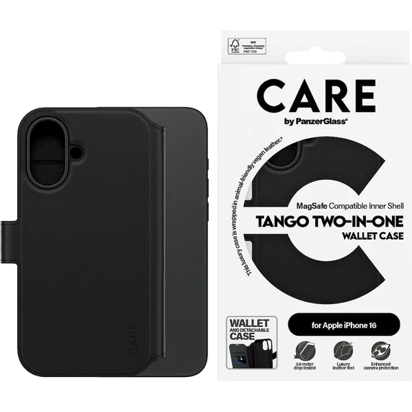 PanzerGlass® CARE pouzdro Apple iPhone 16 MagSafe Wallet 2v1 černý - Pouzdra - Obrázek P808000P01