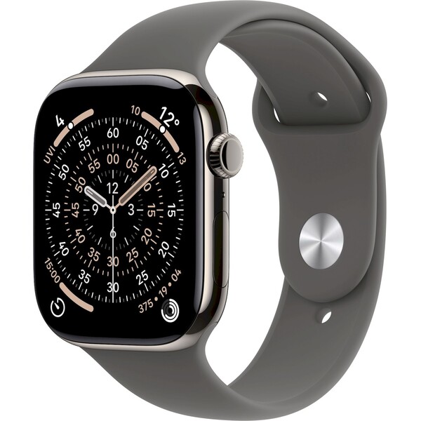 Apple Watch Series 11 Cellular (46mm) Přírodní titan se skálově šedým sportovním řemínkem S/M