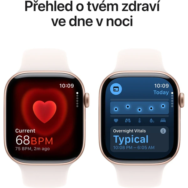 Apple Watch Series 10 Cellular 42mm Růžově zlatý hliník se světle ruměným sportovním řemínkem S/M (Další) - Chytré hodinky - Obrázek P9Q7000K01