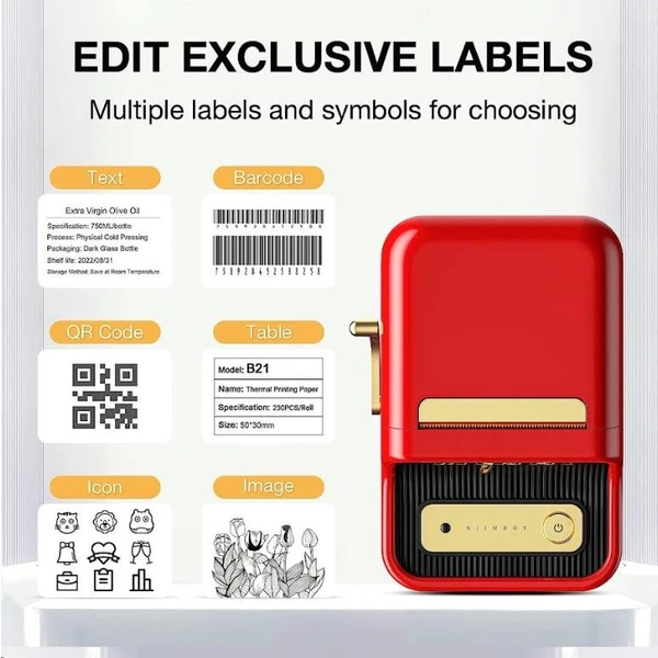 Niimbot tiskárna štítků B21 Smart červená + role štítků 210 ks - Štítkovače - Obrázek P9S0000N01