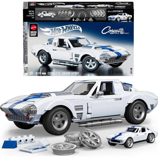 Mattel Brick Shop sestavitelný model Hot Wheels - Corvette Grand Sport