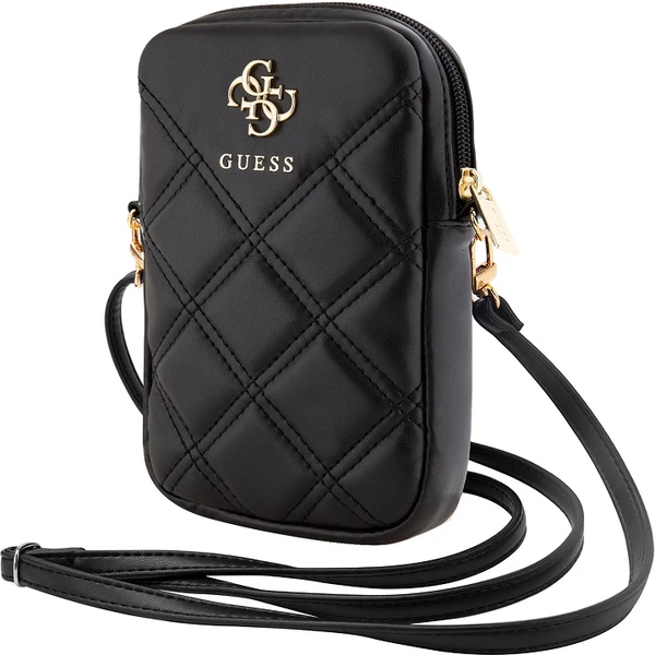 Guess PU Quilted 4G Metal Logo Wallet Phone Bag Zipper černý - Popruhy a crossbody - Obrázek PA82000N01