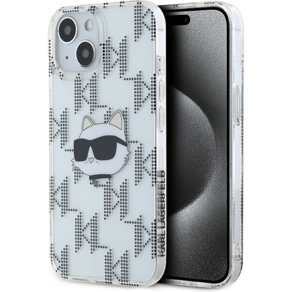 Karl Lagerfeld IML Electroplated Choupette Head zadní kryt iPhone 15 čirý