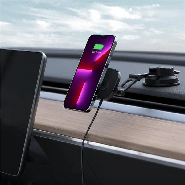 Spigen OneTap 3 Pro Wireless Car Charger Mount ( ITS35W-3) MagSafe držák s nabíjením černý - Držáky - Obrázek PBD4000601