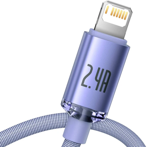 Baseus Crystal Shine USB-A/Lightning napájecí kabel 20W 1,2m fialový - Kabely a redukce - Obrázek PBRL100501
