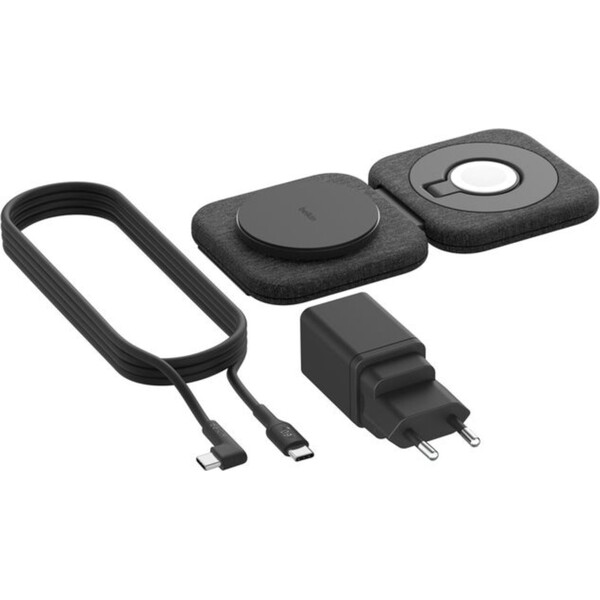 Belkin BOOST CHARGE™ PRO Qi2 15W 2v1 Bezdrátová MagSafe cestovní podložka pro iPhone/Apple Watch/Air - Nabíječky - Obrázek PBYP000K01