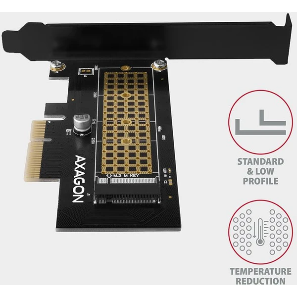 AXAGON PCEM2N PCIe x4 M.2 NVMe Mkey slot adaptér - Řadiče - Obrázek PC7HF00101