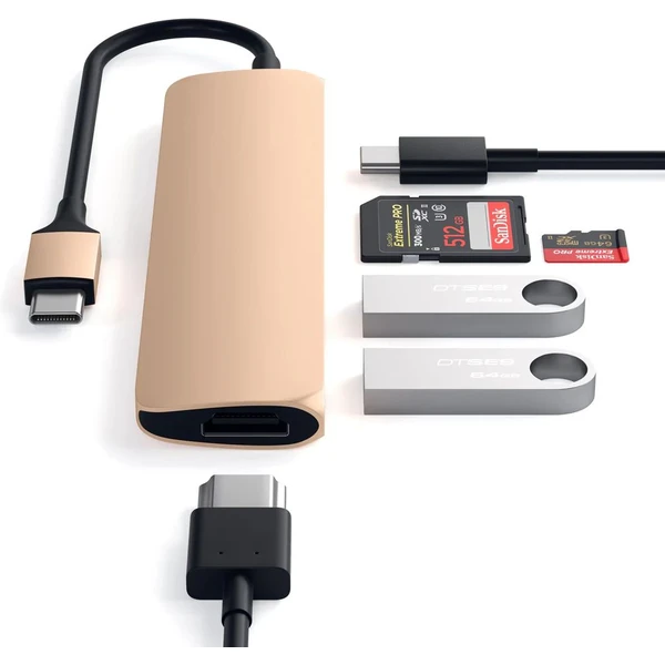 Satechi Slim Multimedia Adapter V2 zlatý - Kabely - Obrázek PCL2700301