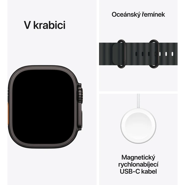 Apple Watch Ultra 3 (2025) 49mm Černý titan s černým oceánským řemínkem - Chytré hodinky - Obrázek PDQH000K01
