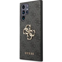 Guess PU 4G Metal Logo kryt Samsung Galaxy S23 Ultra šedý - Pouzdra