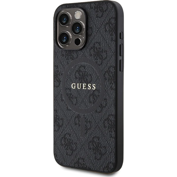 Guess PU Leather 4G Colored Ring MagSafe kryt iPhone 15 Pro Max černý - Pouzdra - Obrázek PF72000N01