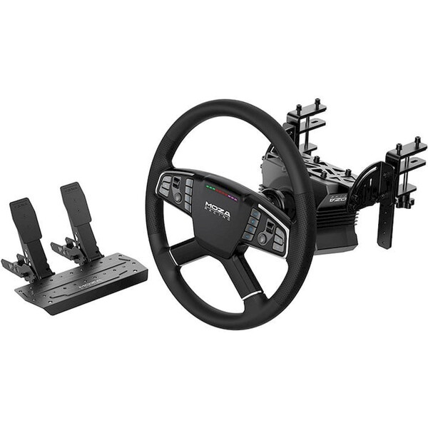 Herní set - R5 základna + volant pro nákladní automobily + SRP-Lite pedály + Moza Racing RS071 svork Černá