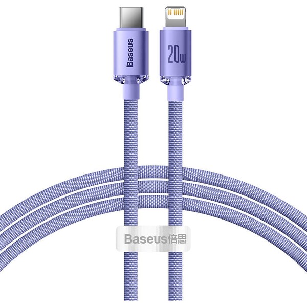 Baseus Crystal Shine Series kabel USB-C/Lightning (20W) 1,2m fialový