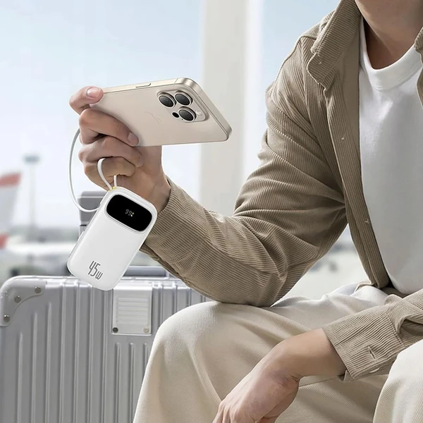 Baseus EnerFill FC31 Qpow 3 20000mAh powerbanka, 45W, s kabelem USB-C a Lightning bílá - Powerbanky - Obrázek PMBQ000K01