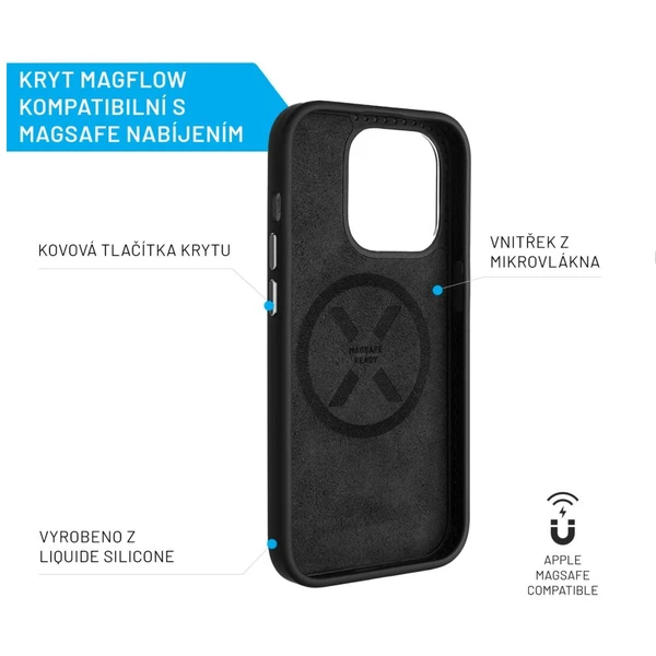 FIXED MagFlow s podporou Magsafe Apple iPhone 15 Pro Max černý - Pouzdra - Obrázek PNKS100501