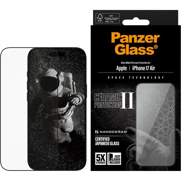 PanzerGlass® Ceramic II sklo Apple iPhone 17 Air s instalačním rámečkem