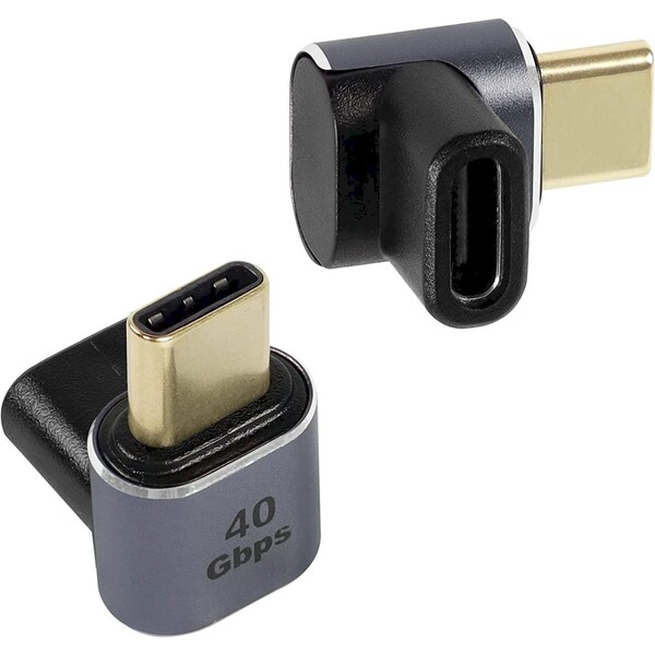 PremiumCord USB-C/USB-C redukce se zahnutým konektorem šedá