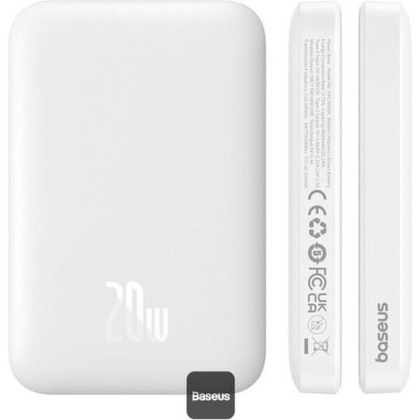 Baseus Magnetic Mini 6000mAh bílý Bílá