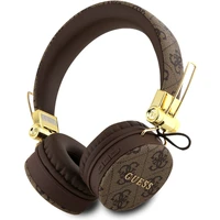 Guess PU Leather 4G Metal Logo BT5.3 Stereo Headphone hnědé - Sluchátka