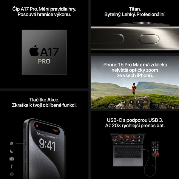 Apple iPhone 15 Pro 512GB přírodní titan (Kategorie C) - Mobilní telefony - Obrázek PV39000601