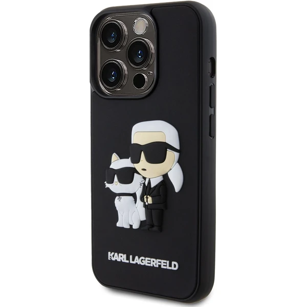 Karl Lagerfeld 3D Rubber Karl and Choupette kryt iPhone 15 Pro černý - Pouzdra - Obrázek PXM6000701