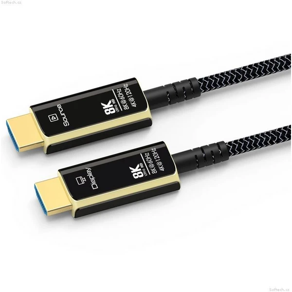 PremiumCord HDMI 2.1/HDMI 2.1 optický kabel s ethernetem 8K 5m černý/bílý - Kabely a redukce - Obrázek PXR8700301