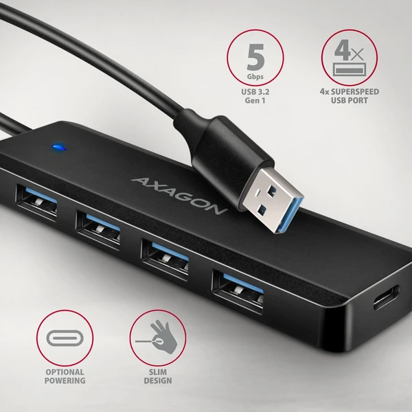 AXAGON HUE-C1A 4v1 USB-A hub - USB huby - Obrázek Q0W3000L01