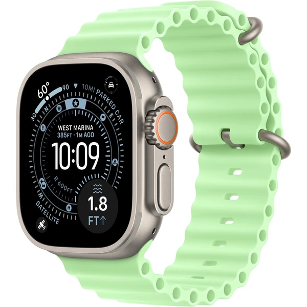 Apple Watch 49/46/45/44mm neonově zelené prodloužení Oceánského řemínku přírodní titan - Řemínky - Obrázek Q11I000K01