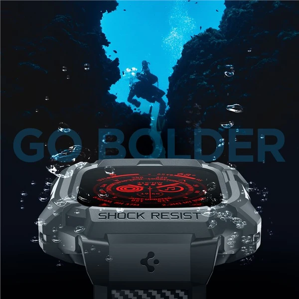 Spigen Rugged Armor Pro řemínek s pouzdrem Apple Watch Ultra 3/2/1 (49mm) šedý - Řemínky - Obrázek Q1A1000P01