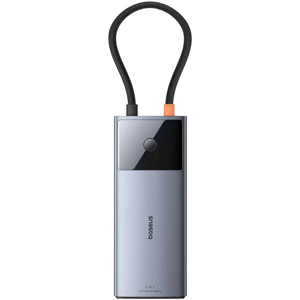 Baseus Dokovací stanice Metal Gleam 2 Series 6v1 šedá (2xUSB 3.0, USB-C, USB-C PD, HDMI, Ethernet RJ - Dokovací stanice - Obrázek Q1U5000N01