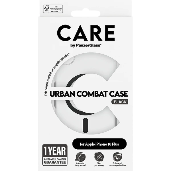 PanzerGlass® CARE kryt Apple iPhone 16 Plus MagSafe Urban Combat čirý/černý - Pouzdra - Obrázek Q308000P01