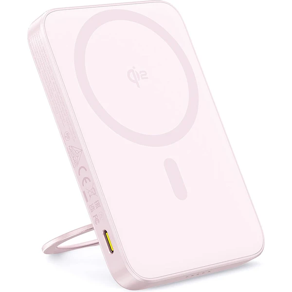 Baseus PicoGo Qi2 s otočným stojanem a bezdrátovým nabíjením powerbanka 5000mAh 20W USB-C růžová - Powerbanky - Obrázek Q3AE000N01