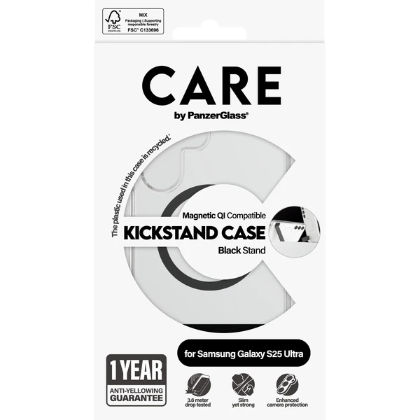 PanzerGlass® CARE kryt Samsung Galaxy S25 Ultra čirý/černý Kickstand & QI - Pouzdra - Obrázek Q3FC000J01