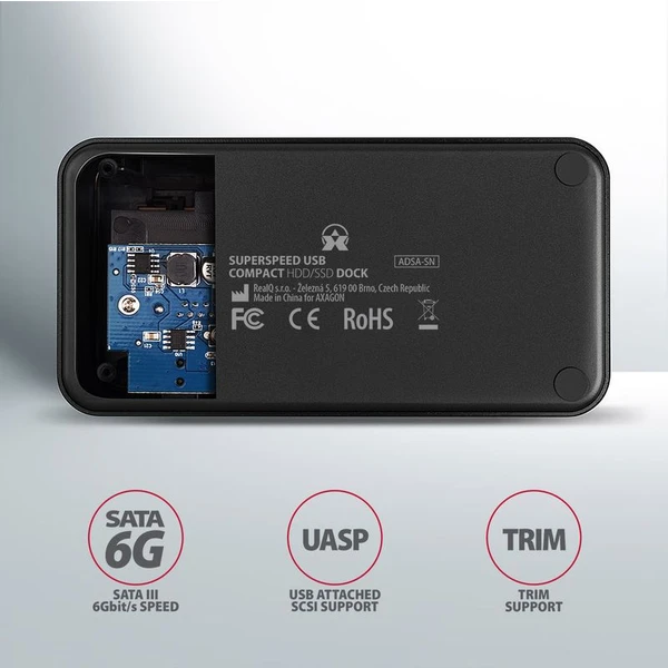 AXAGON ADSASN USB 3.2 Gen1 SATA 6G 2.5'/3.5' HDD/SSD dokovací stanice - Externí boxy - Obrázek Q3GV000501