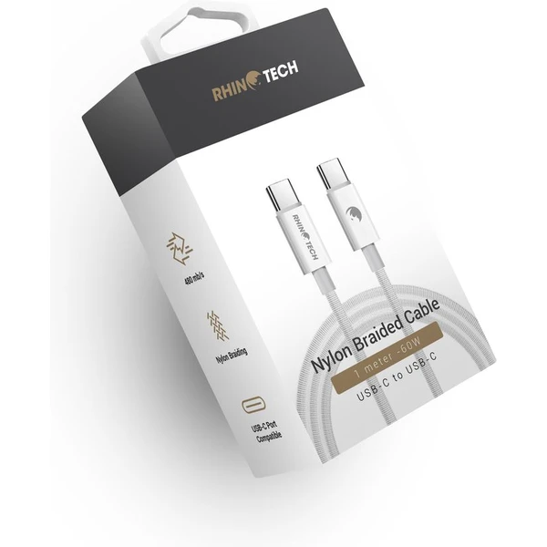 RhinoTech USB-C/USB-C napájecí kabel 60W 1m bílý - Kabely a redukce - Obrázek Q431000L01