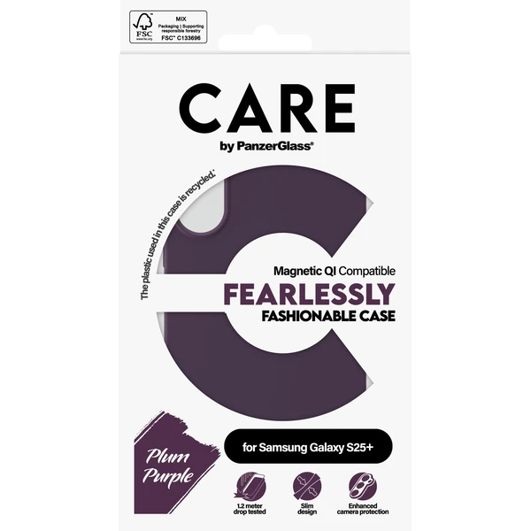 PanzerGlass® CARE kryt Samsung Galaxy S25+ Fearlessly fialový (Plum Purple) QI - Pouzdra - Obrázek Q4FC000J01