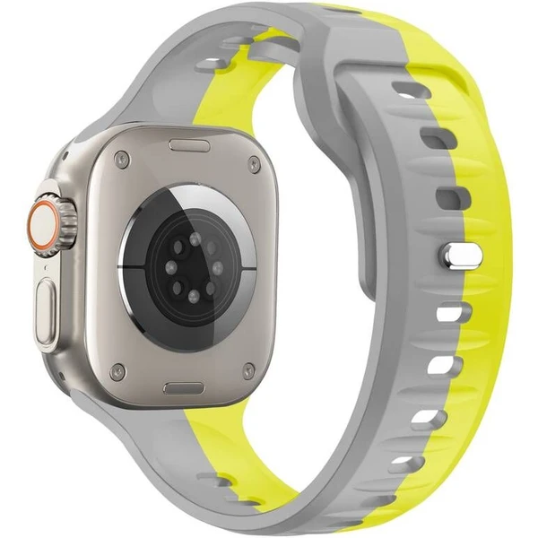 CubeNest Premium Silicon Band řemínek Apple Watch 42-49 mm šedý/žlutý - Řemínky - Obrázek Q4UD000O01