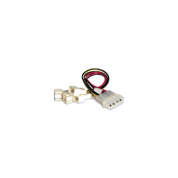 Akasa redukce 4-pin PSU molex na 4x 3-pin fan