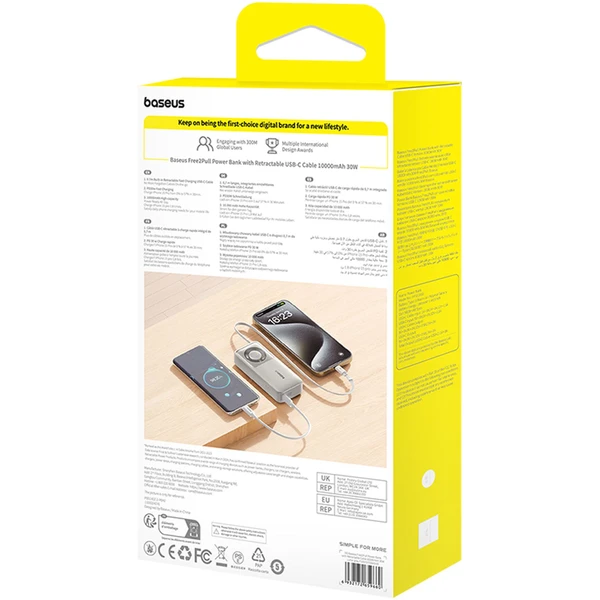 Baseus OS Free2Pull powerbanka 10000mAh 30W šedá - Powerbanky - Obrázek Q5AE000N01