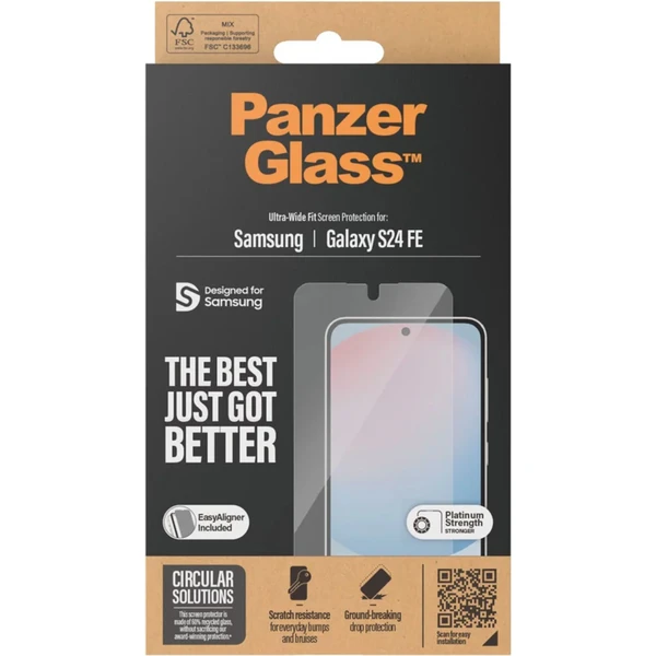 PanzerGlass® Ultra-Wide Fit sklo Samsung Galaxy S24 FE 5G s instalačním rámečkem - Ochranné folie a skla - Obrázek Q5CD000O01
