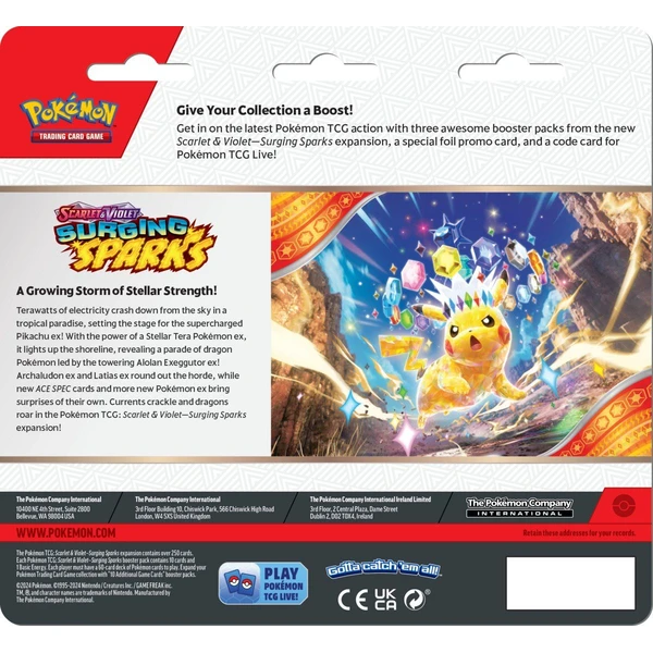 Pokémon TCG: SV08 Surging Sparks - 3 Blister Booster - Pokémon karty - Obrázek Q5H7000K01