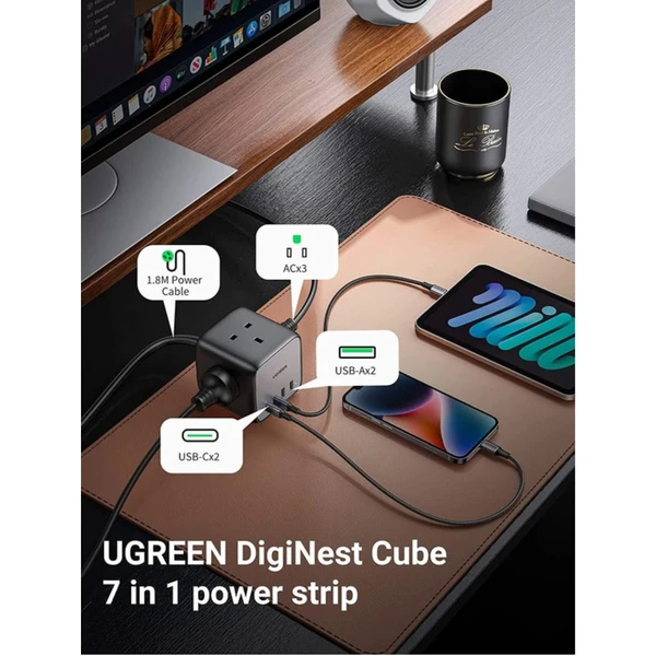 UGREEN DigiNest Cube 65W nabíjecí kostka s GaN - Zásuvky - Obrázek Q790000N01