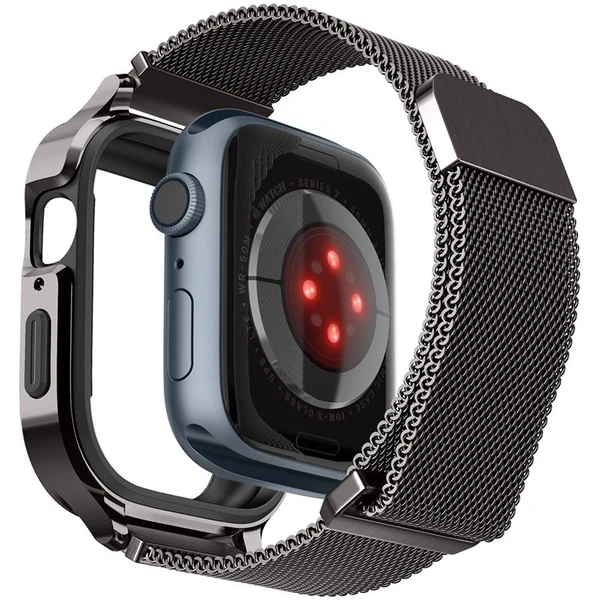 Spigen Metal Fit Pro řemínek s pouzdrem Apple Watch 9/8/7 (45mm) grafitový - Řemínky - Obrázek Q7D5000L01