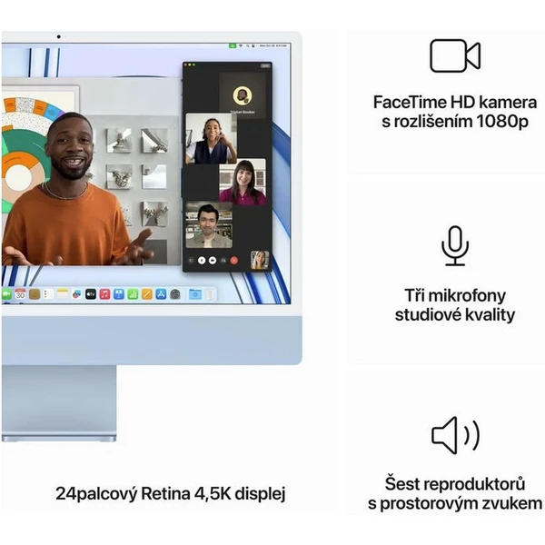 CTO Apple iMac 24" (2023) / Modrý / 16GB / Mouse / CZ KLV / Stojan / 256GB SSD - All-in-one - Obrázek Q7R2000P01
