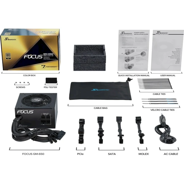 Seasonic Focus Gold - 650W semi-modular - Zdroje - Obrázek Q84C000L01