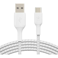 Belkin BOOST Charge Braided USB-C/USB-A odolný kabel, 3m, bílý - Kabely