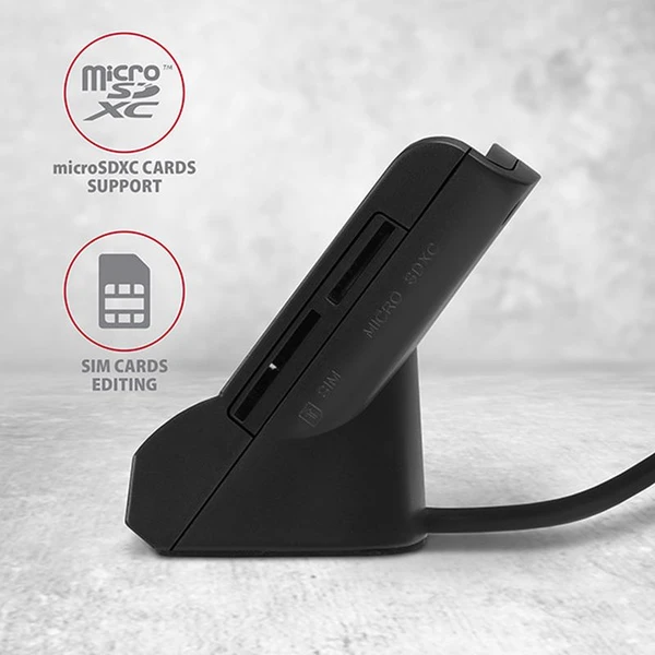AXAGON CRESM2 USB externí čtečka 4slot Smart card/ID card + SD/microSD/SIM - Čtečky paměťových karet - Obrázek Q9ZHF00101