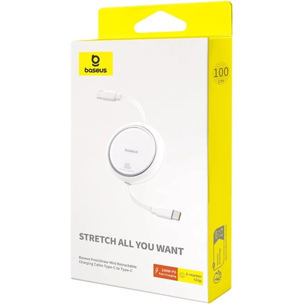 Baseus Free2Draw mini USB-C/USB-C napájecí kabel 100W 1m bílý - Kabely a redukce - Obrázek QAGE000L01